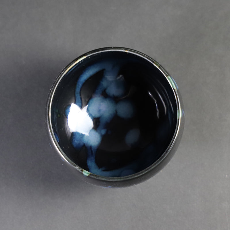 Yuki Inoue Tenmoku blue glaze dripping sake cup