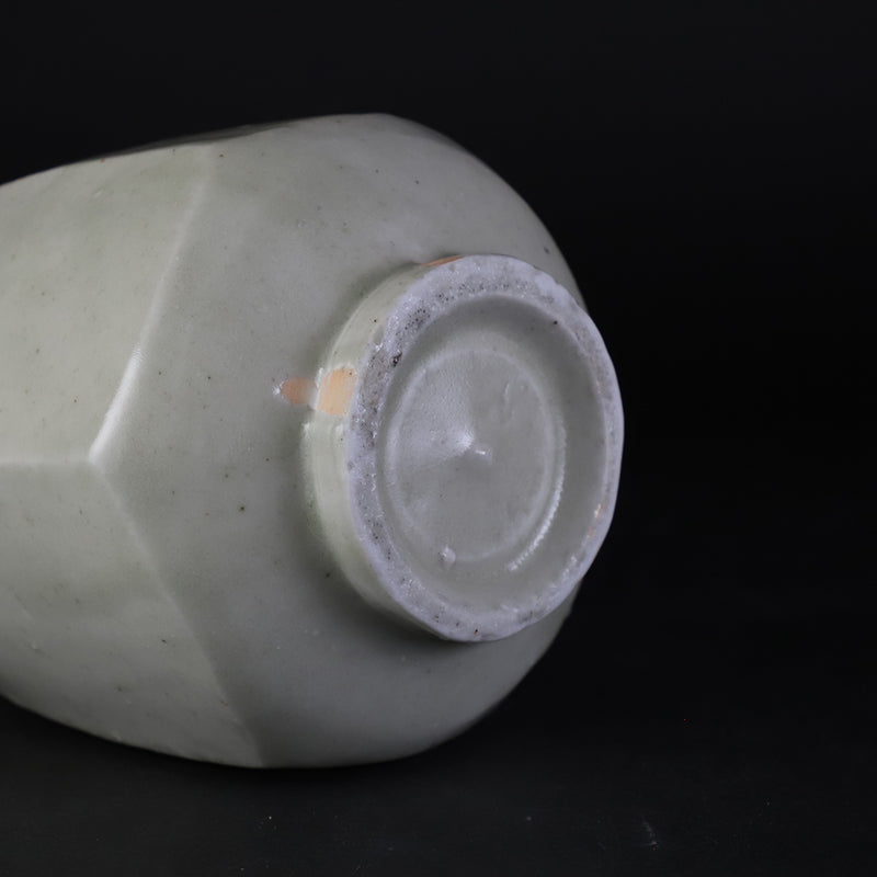 White porcelain chamfered sake bottle by Yoshihisa Ishii No.67