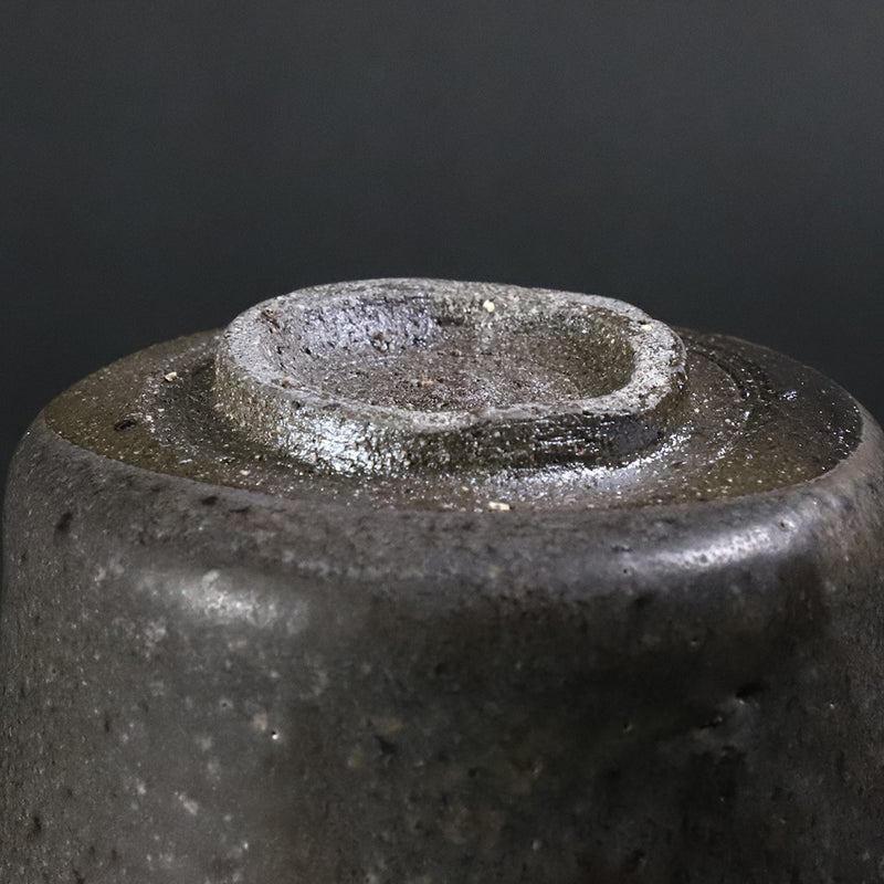 Black Karatsu tea bowl No.17 by Yasumoto Kajiwara