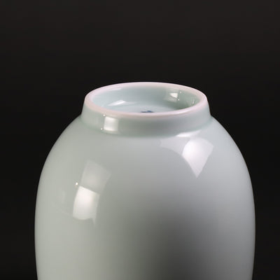 Inoue Manji Kiln Blue and white porcelain teacup with bamboo carving