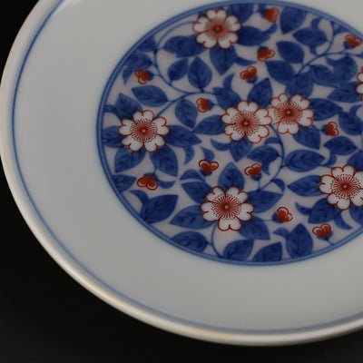 Imaemon Kiln Iro Nabeshima Sakura Design Plate (Indigo/Purple)