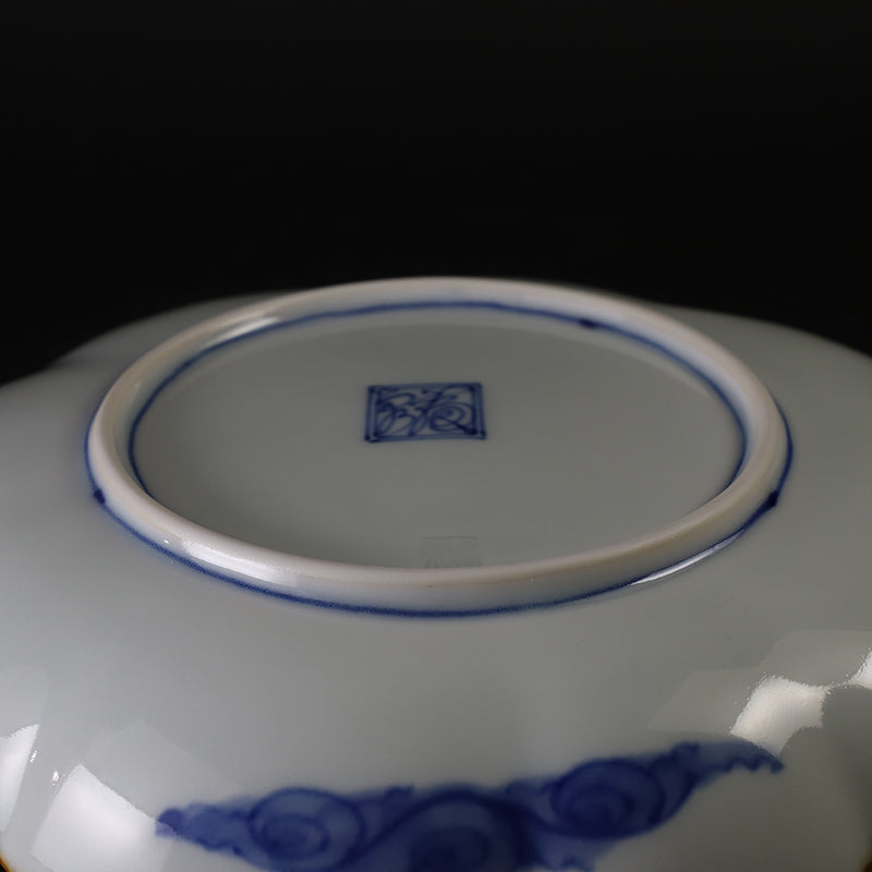 Fukuizumi kiln Shochiku plum cloud shaped deep plate