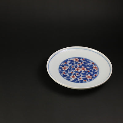 Imaemon Kiln Iro Nabeshima Sakura Design Plate (Indigo/Purple)