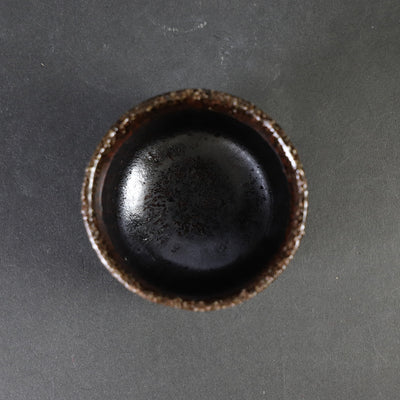 Karatsu black and red sake cup made by the 14th generation Nakazato Tarouemon