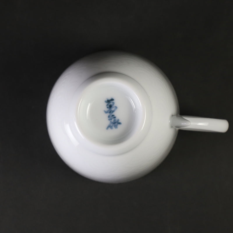 Manji Inoue white porcelain blue sea wave design coffee bowl