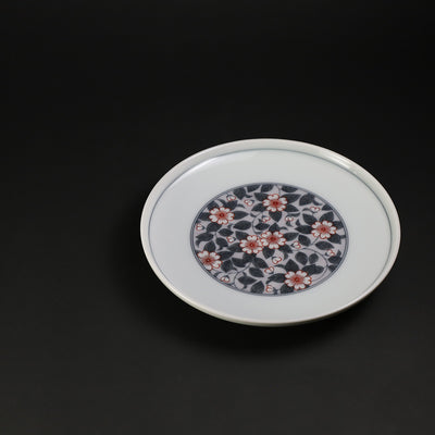 Imaemon Kiln Iro Nabeshima Cherry Blossom Design Plate (Ink/Purple)