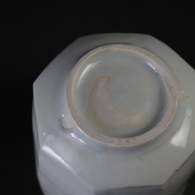 White porcelain teacup with beveled edges by Shingo Oka