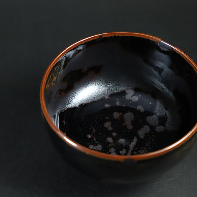 Tenmoku silver drop soup bowl (small) by Yuki Inoue