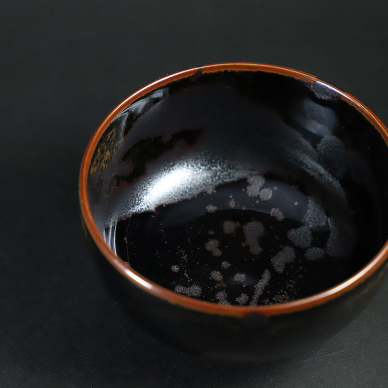 Tenmoku silver drop soup bowl (small) by Yuki Inoue