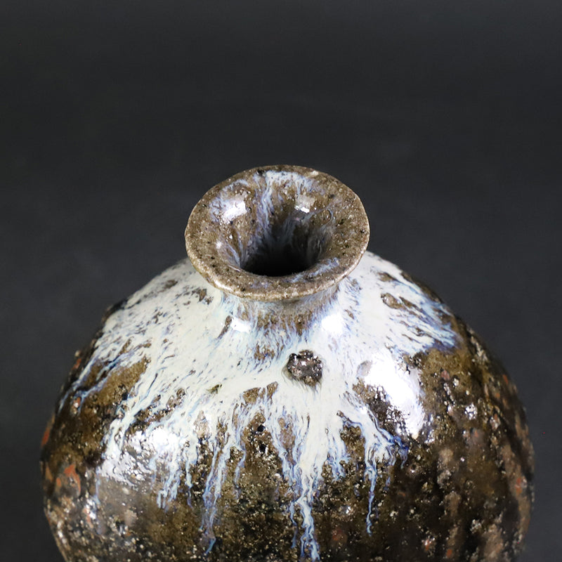 Korean Karatsu Flat Pot Sake Bottle No.31 by Munehiko Maruta