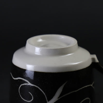 Taroemon Nakazato 14th Karatsu White Scratched Black Bowl Plate