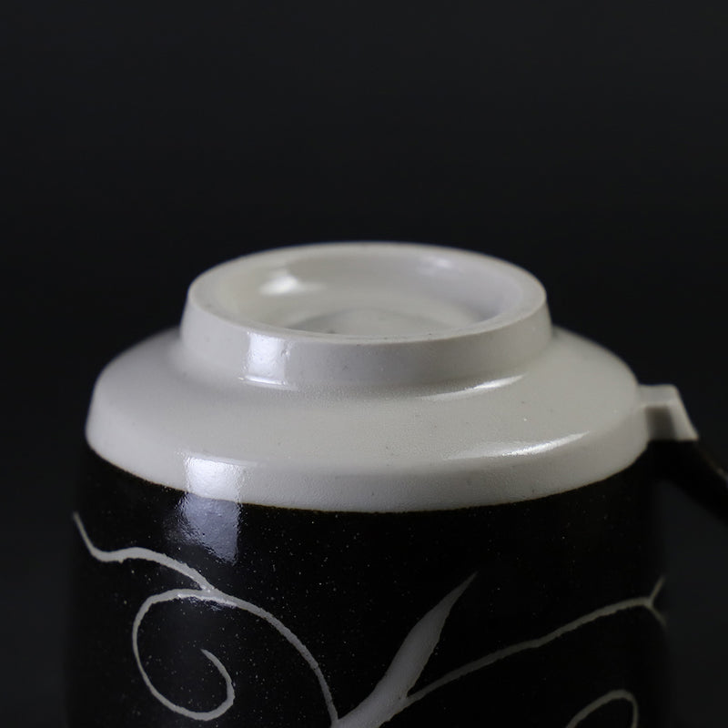 Taroemon Nakazato 14th Karatsu White Scratched Black Bowl Plate
