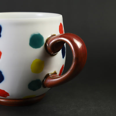 Yuki Inoue, colored glaze spotted mug cup / White