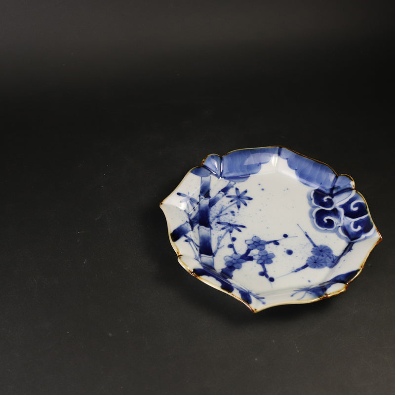 福泉窯　松竹梅輪花銘々皿