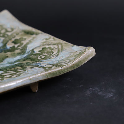 Shuichi Okamoto's Two-color Karatsu Paisley Ceramic Panel No.8