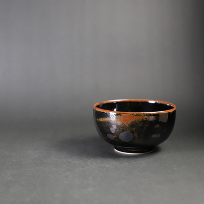 Tenmoku silver drop soup bowl (small) by Yuki Inoue