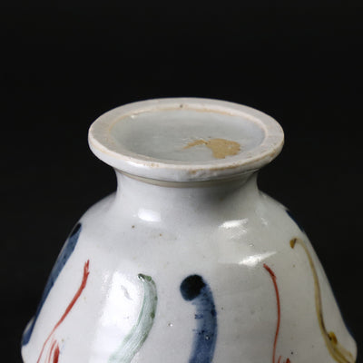 Shingo Oka's work, colored twisted dot pattern high-footed small bowl