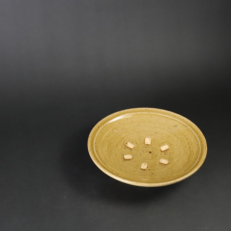 Yellow Karatsu plate by Nakazato Taki