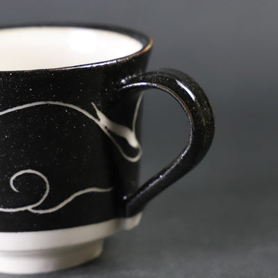 Taroemon Nakazato 14th Karatsu White Scratched Black Bowl Plate
