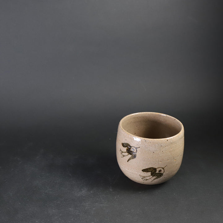 中里太郎右衛門窯 唐津猪口（大・絵唐津：トリ） – ギャラリー一番館