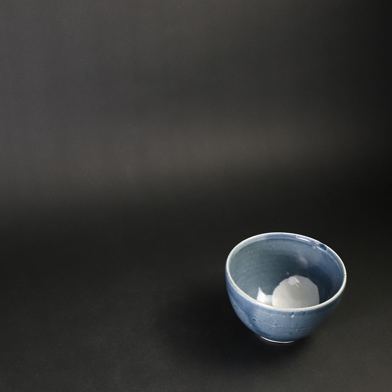 Small bowl with pale blue moon by Shingo Oka