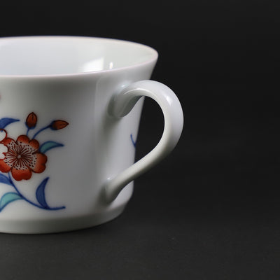 Imaemon kiln tea bowl with brocade cherry blossom painting
