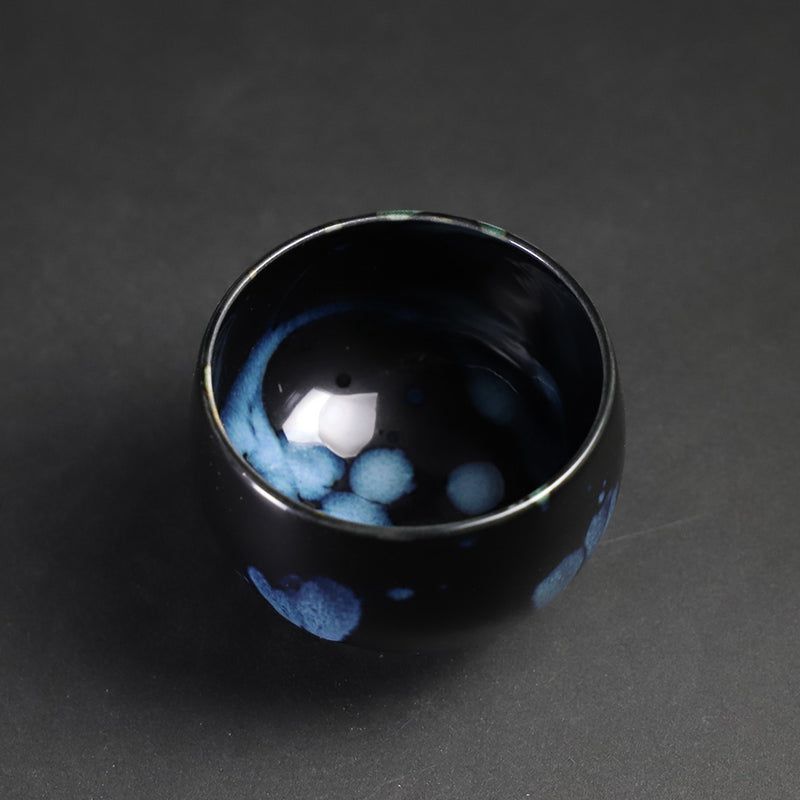 Yuki Inoue Tenmoku blue glaze dripping sake cup