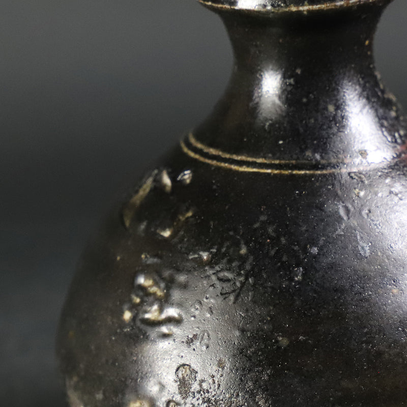Black Karatsu Sake Bottle No.2 by Shuichi Okamoto