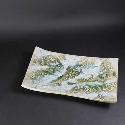 Shuichi Okamoto's Two-color Karatsu Paisley Ceramic Panel No.8