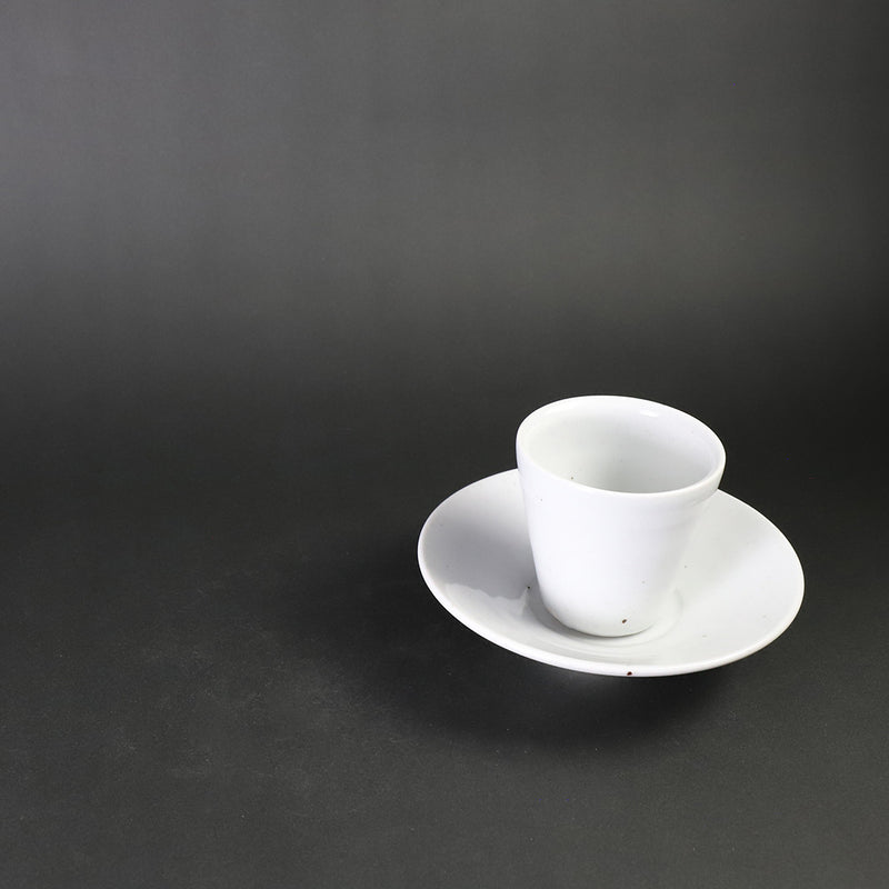 White porcelain cup and saucer by Kenta Nakazato