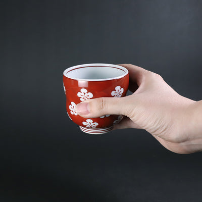 Gen'emon Kiln Red-painted plum blossom teacup