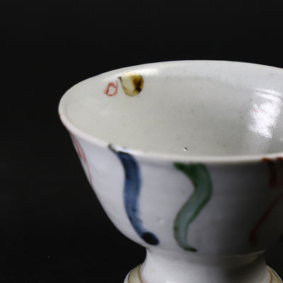 Shingo Oka's work, colored twisted dot pattern high-footed small bowl