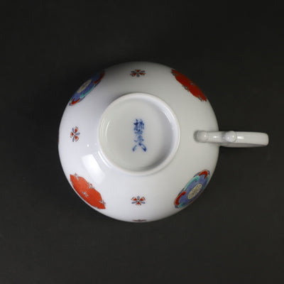 柿右衛門窯　錦丸文紅茶碗
