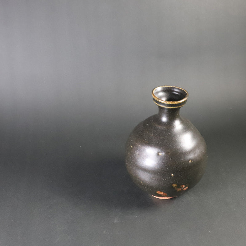 Karatsu Black Korean Sake Bottle (No. 13) by Sakurei Okamoto