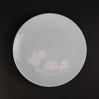 Blue and white porcelain coffee bowl with rose design by Manji Inoue