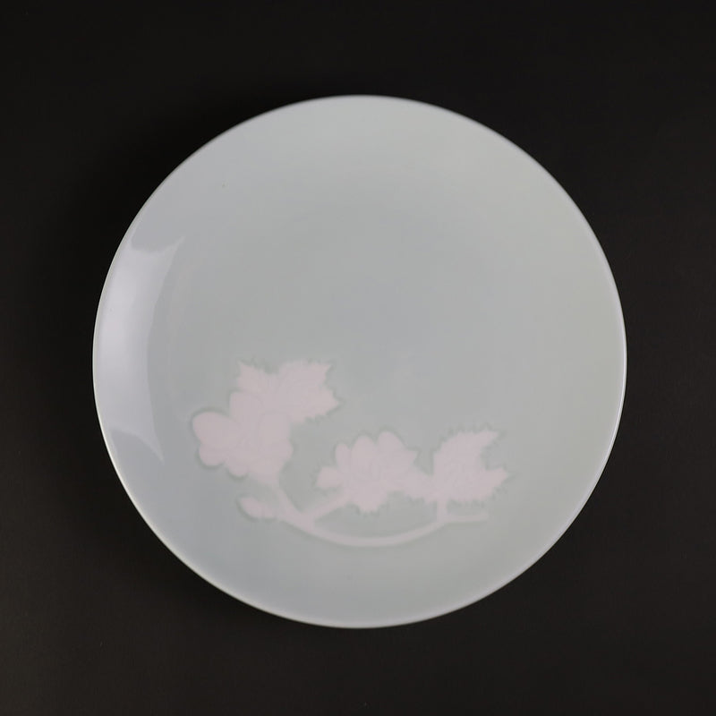Blue and white porcelain coffee bowl with rose design by Manji Inoue