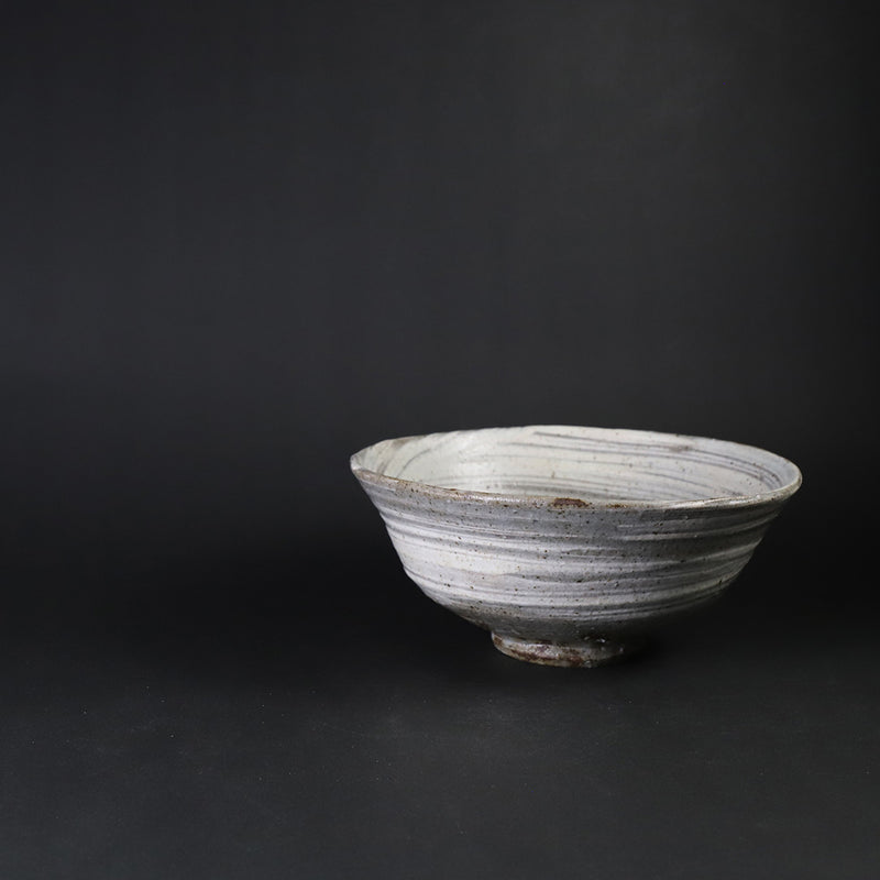 Powder blue brushed tea bowl (No. 7) by Sakurei Okamoto