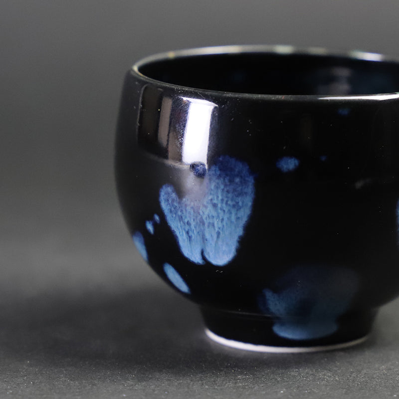 Yuki Inoue Tenmoku blue glaze dripping sake cup