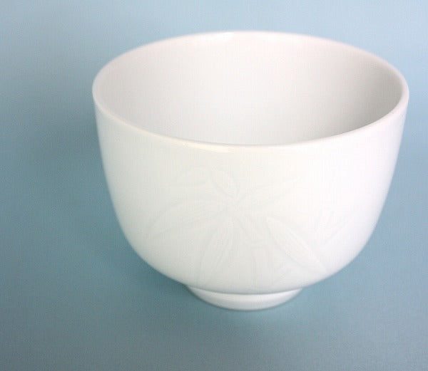 White porcelain tea bowl by Manji Inoue