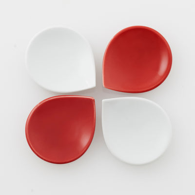 Red and white water drop bean plate (2 discs)