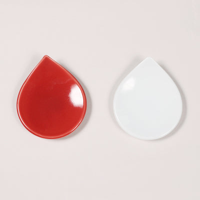 Red and white water drop bean plate (2 discs)