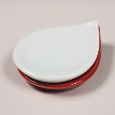 Red and white water drop bean plate (2 discs)