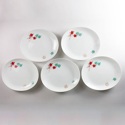 Kakiemon kiln plate with colored leaves design (five guest group)