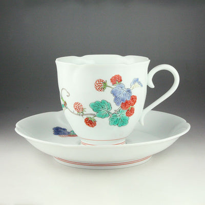 Kakiemon Kiln Nishiki Strawberry Design Coffee Bowl