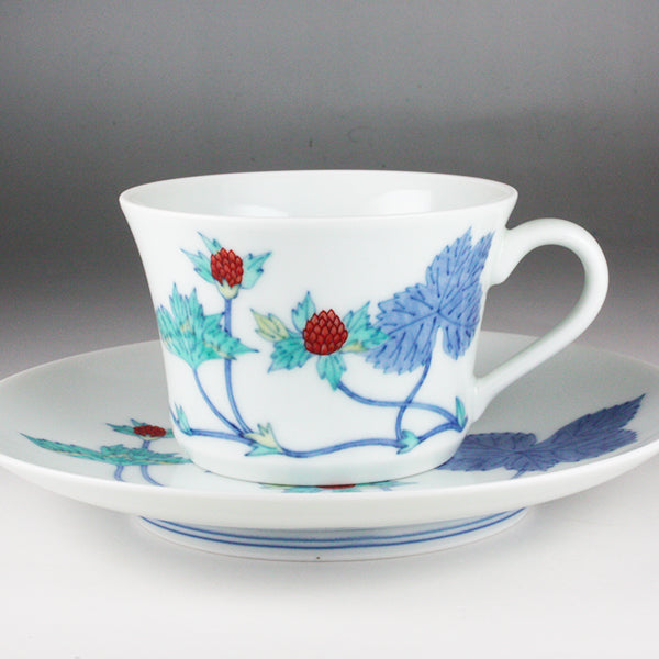 色鍋島今右衛門　嘉橘（かきつばた）蓋付茶器 桐箱入り 色鍋島今右衛門 嘉橘（かきつばた）蓋付茶器 桐箱入り