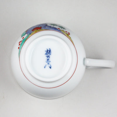 Kakiemon kiln coffee bowl with brocade plum and bird design