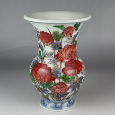 Seiji Takamori Flower vase with gold peony design
