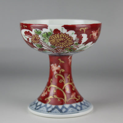 Seiji Takamori Dyed brocade arabesque chrysanthemum Buddhist rice bowl