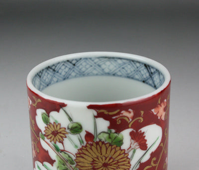 Seiji Takamori Dyed brocade arabesque chrysanthemum tea cup
