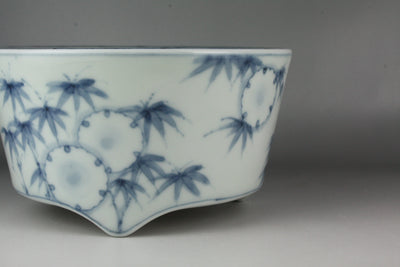 Seiji Takamori's Sometsuke Yukiwa Bamboo Pattern Incense Burner (Large B)